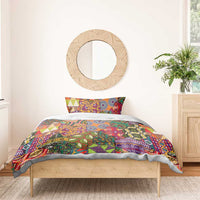 Multicolor African print bedding set with fitted duvet cover and two pillow shams