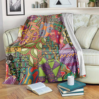 Traditional ethnic African motifs blanket, multicolor patchwork with detailed geometric patterns