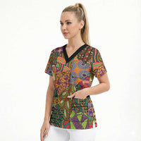 Traditional Ethnic African Vintage Motifs Scrub Top