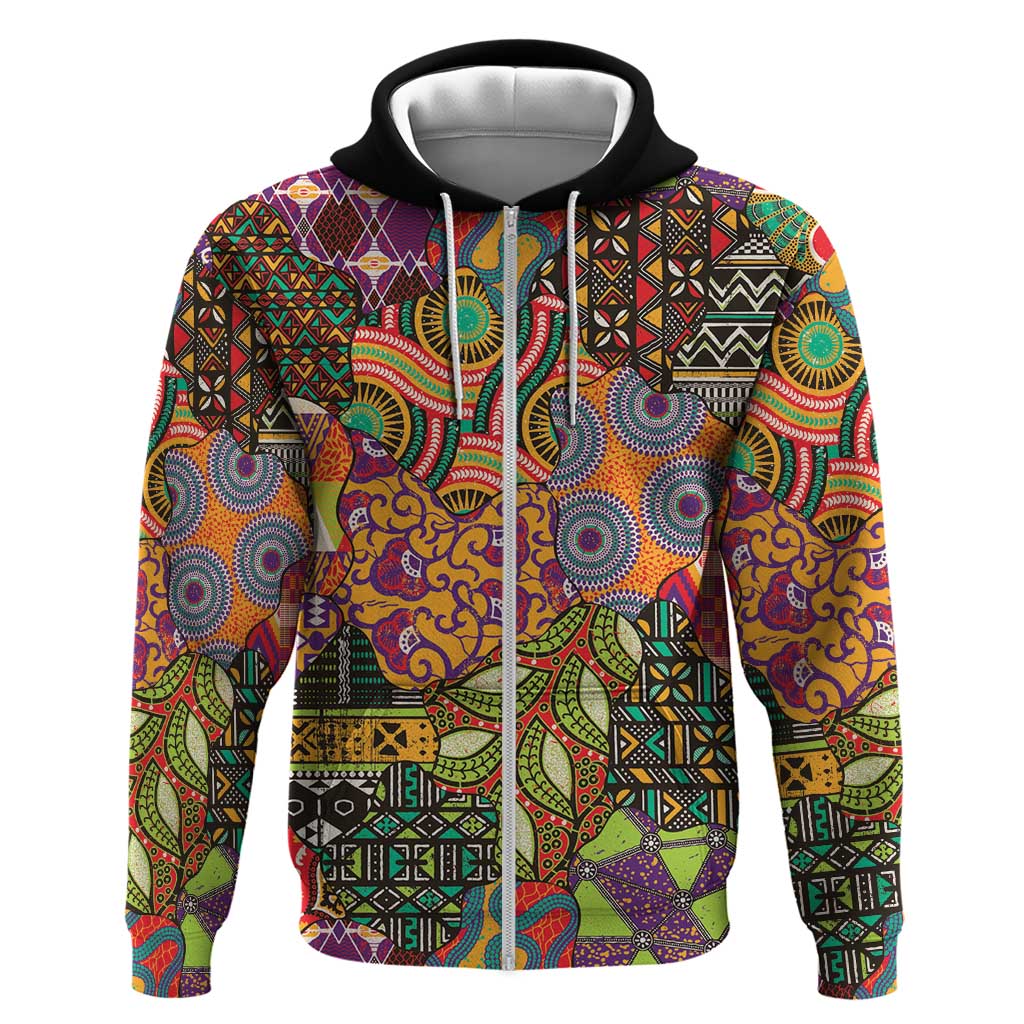 Traditional Ethnic African Vintage Motifs Zip Hoodie - Wonder Print Shop