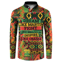 Button-front sweatshirt with colorful African print and 'DREAM' graphic text