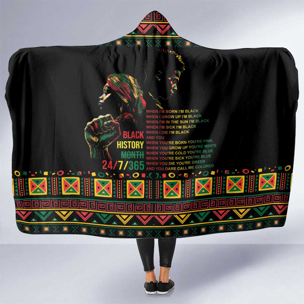 When I'm Born I'm Black Hooded Blanket Black History Black Month LT9