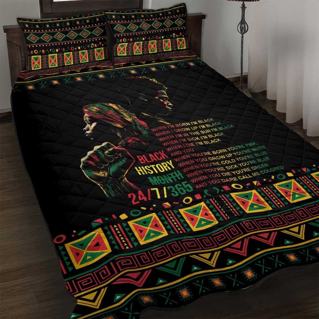 When I'm Born I'm Black Quilt Bed Set Black History Black Month - Wonder Print Shop