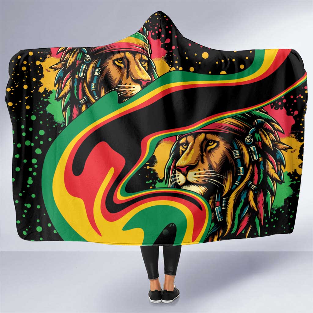 Rastafarian Lion Proud of Jamaica Hooded Blanket Reggae My Soul