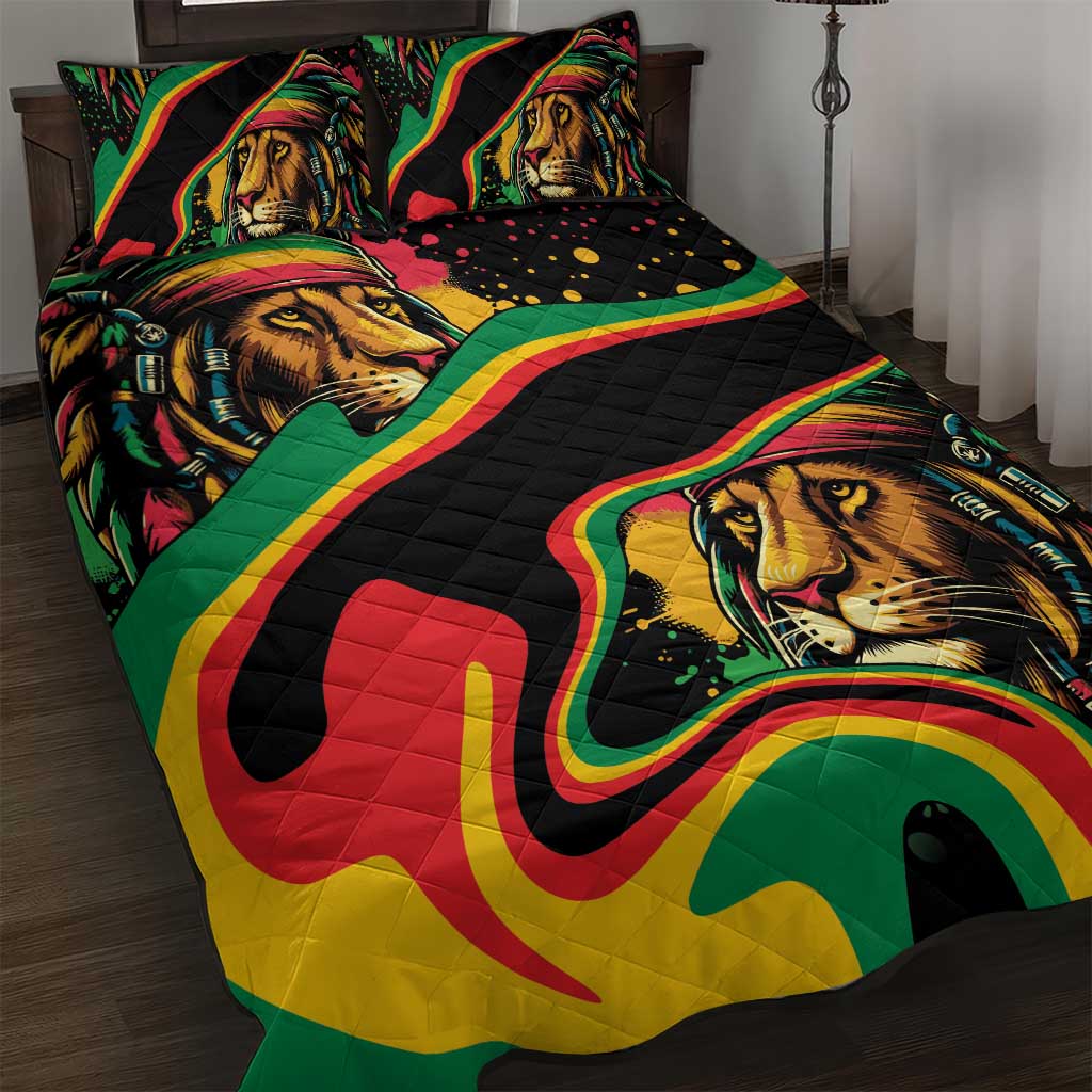 Rastafarian Lion Proud of Jamaica Quilt Bed Set Reggae My Soul - Wonder Print Shop