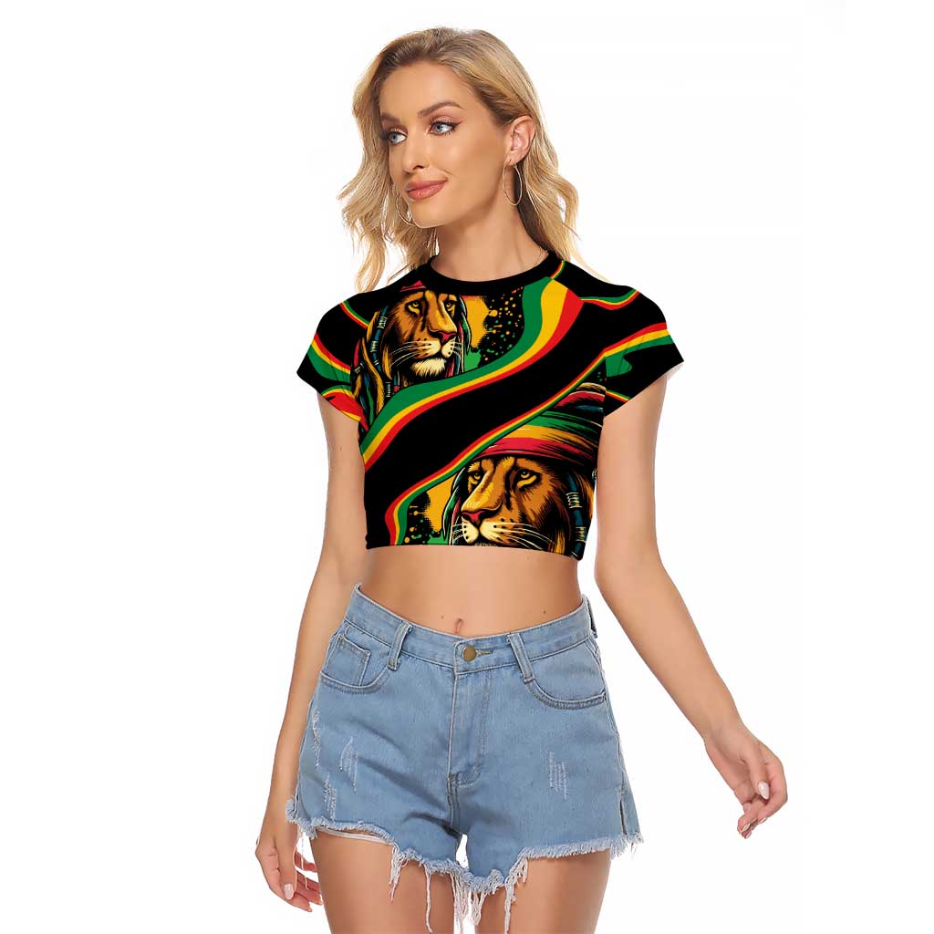 Rastafarian Lion Proud of Jamaica Raglan Cropped T Shirt Reggae My Soul - Wonder Print Shop