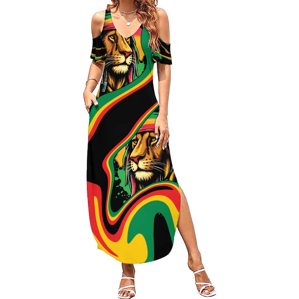 Rastafarian Lion Proud of Jamaica Summer Maxi Dress Reggae My Soul - Wonder Print Shop