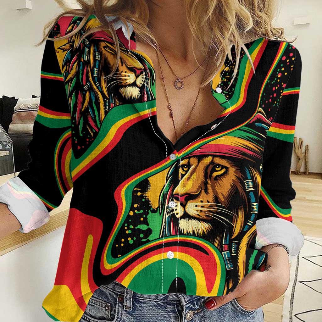 Rastafarian Lion Proud of Jamaica Women Casual Shirt Reggae My Soul