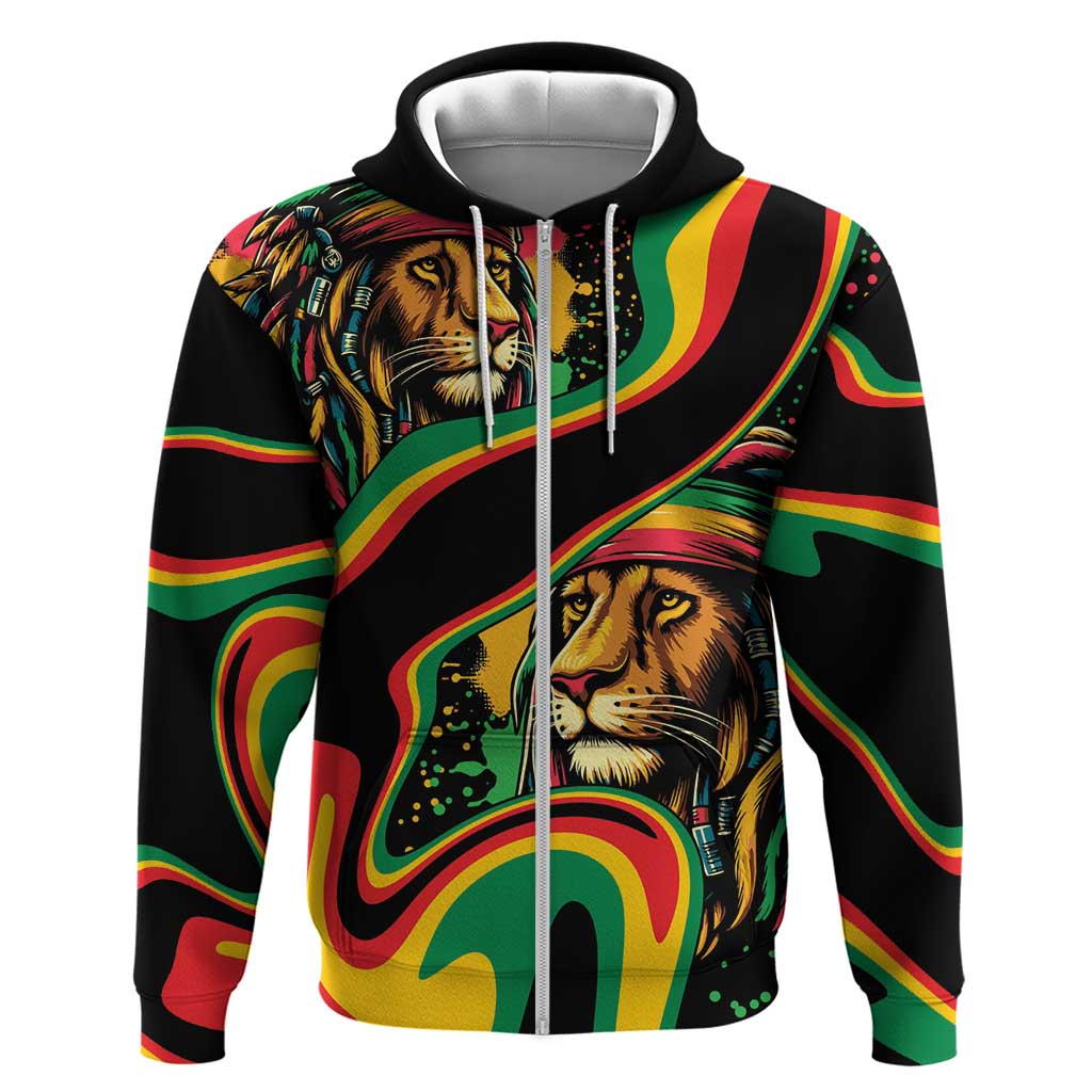 Rastafarian Lion Proud of Jamaica Zip Hoodie Reggae My Soul - Wonder Print Shop