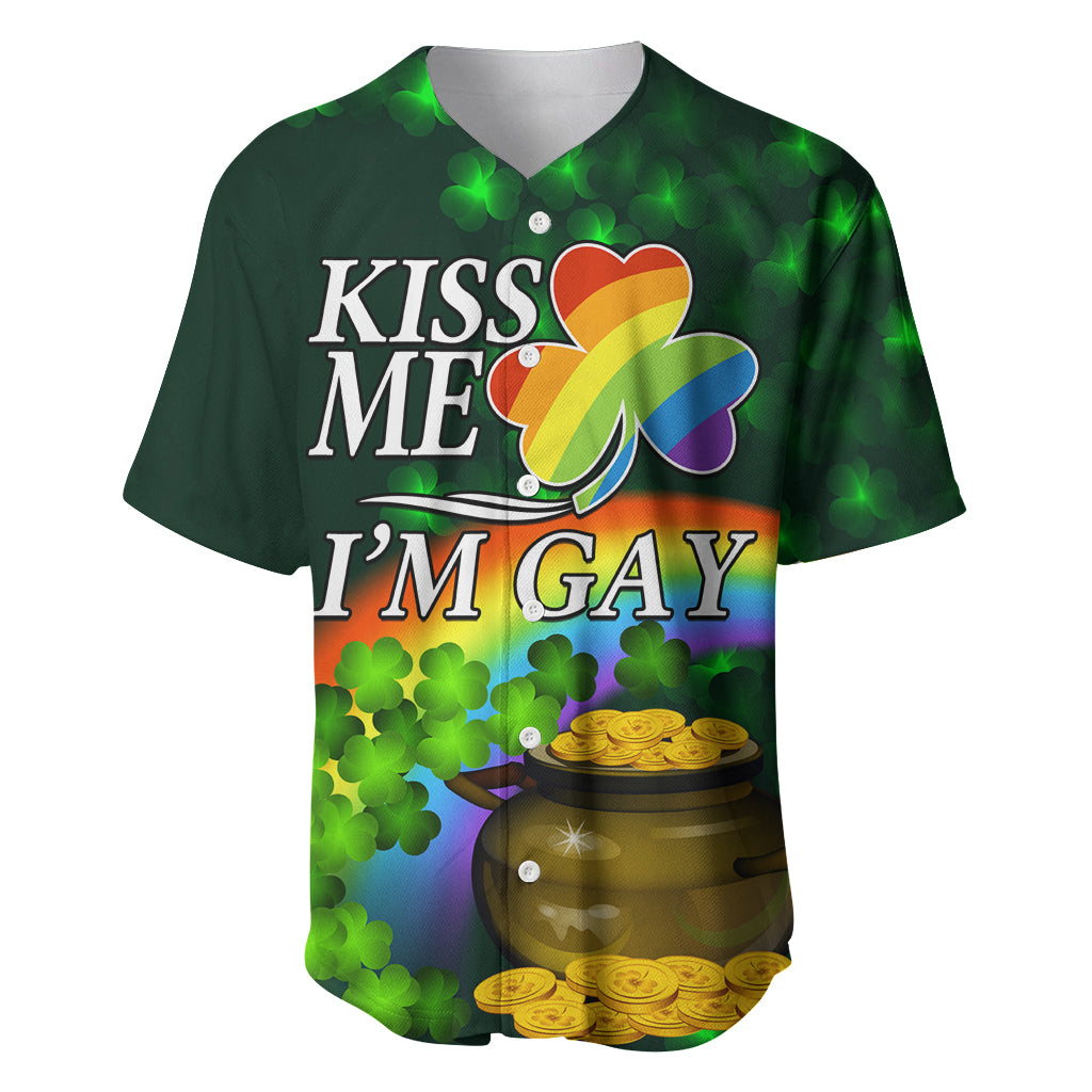 Kiss Me I'm Gay St Patricks Day Baseball Jersey LT9 - Wonder Print Shop