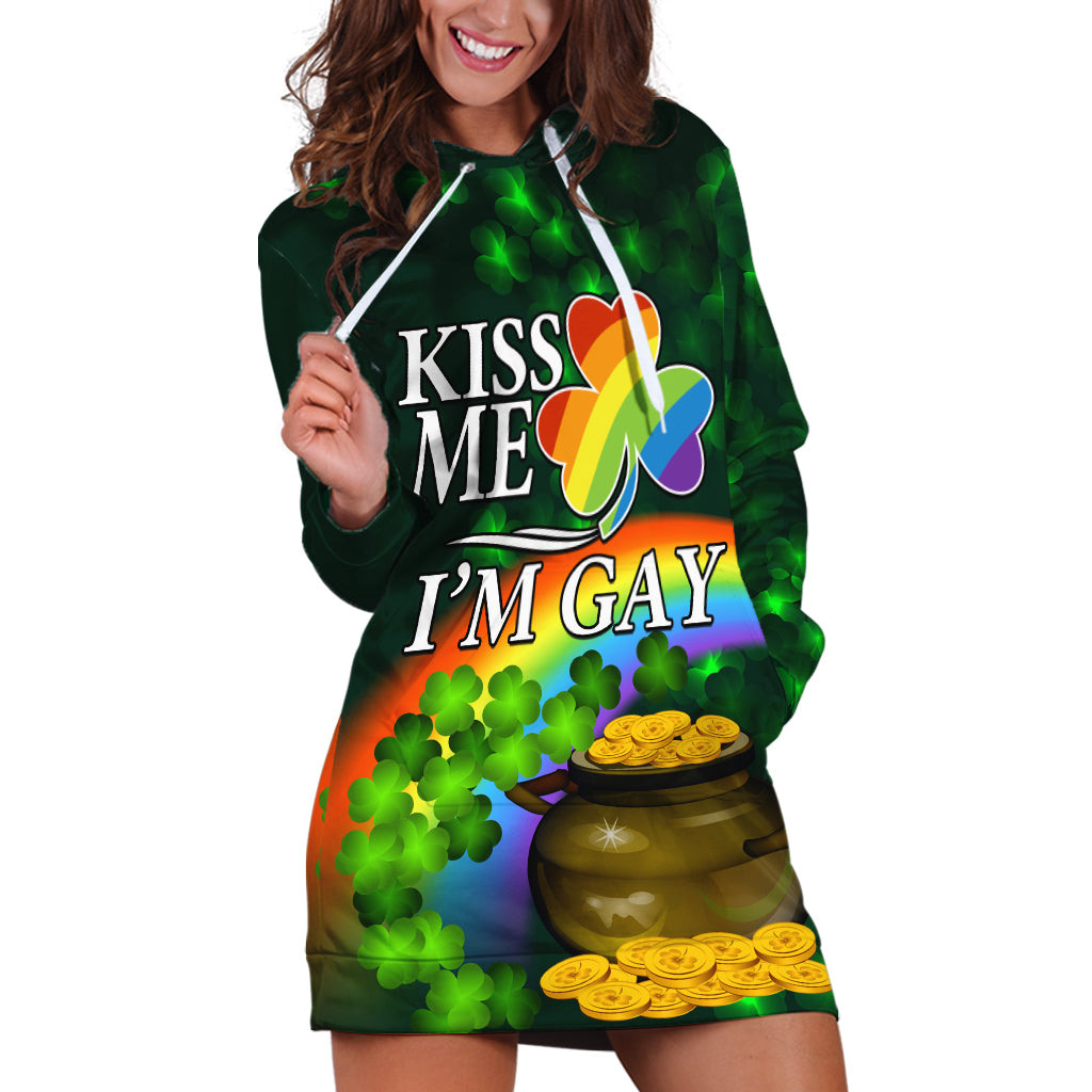 Kiss Me I'm Gay St Patricks Day Hoodie Dress - Wonder Print Shop