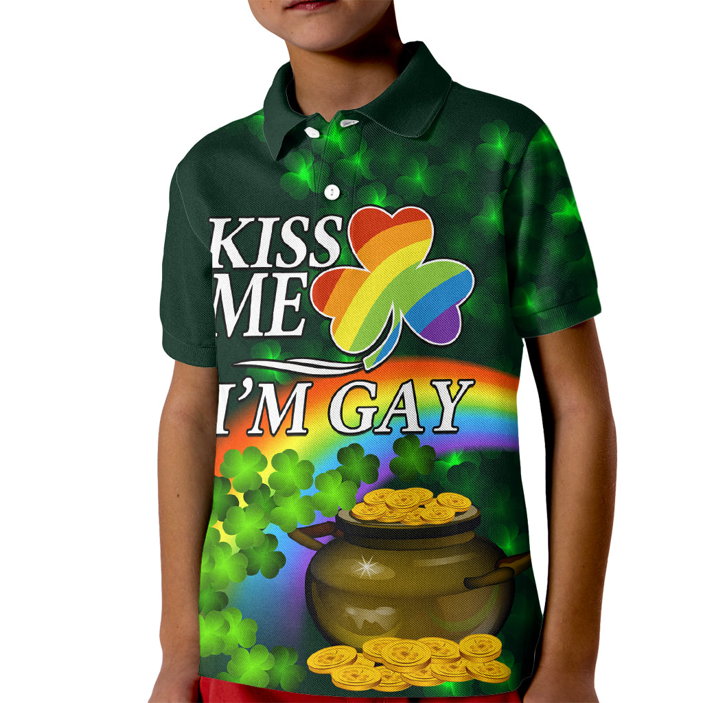 Kiss Me I'm Gay St Patricks Day Kid Polo Shirt - Wonder Print Shop