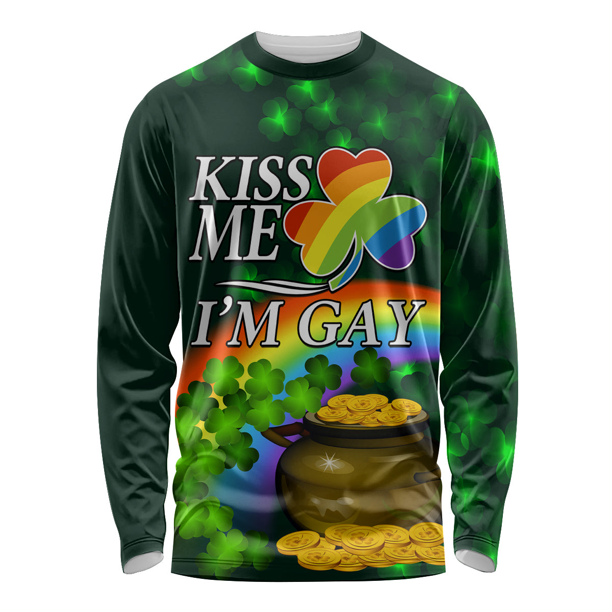 Kiss Me I'm Gay St Patricks Day Long Sleeve Shirt - Wonder Print Shop