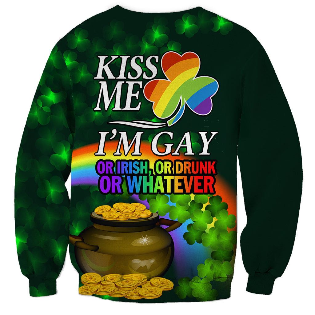 Dark green unisex sweatshirt with shamrock graphic and 'OR IRISH, OR DRUNK OR WHATEVER' text