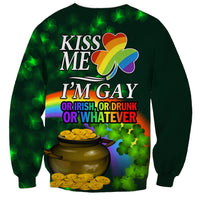 Dark green unisex sweatshirt with shamrock graphic and 'OR IRISH, OR DRUNK OR WHATEVER' text