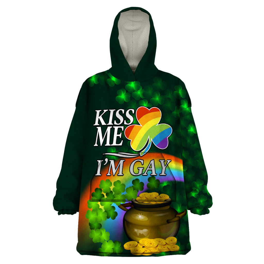 Kiss Me I'm Gay St Patricks Day Wearable Blanket Hoodie - Wonder Print Shop