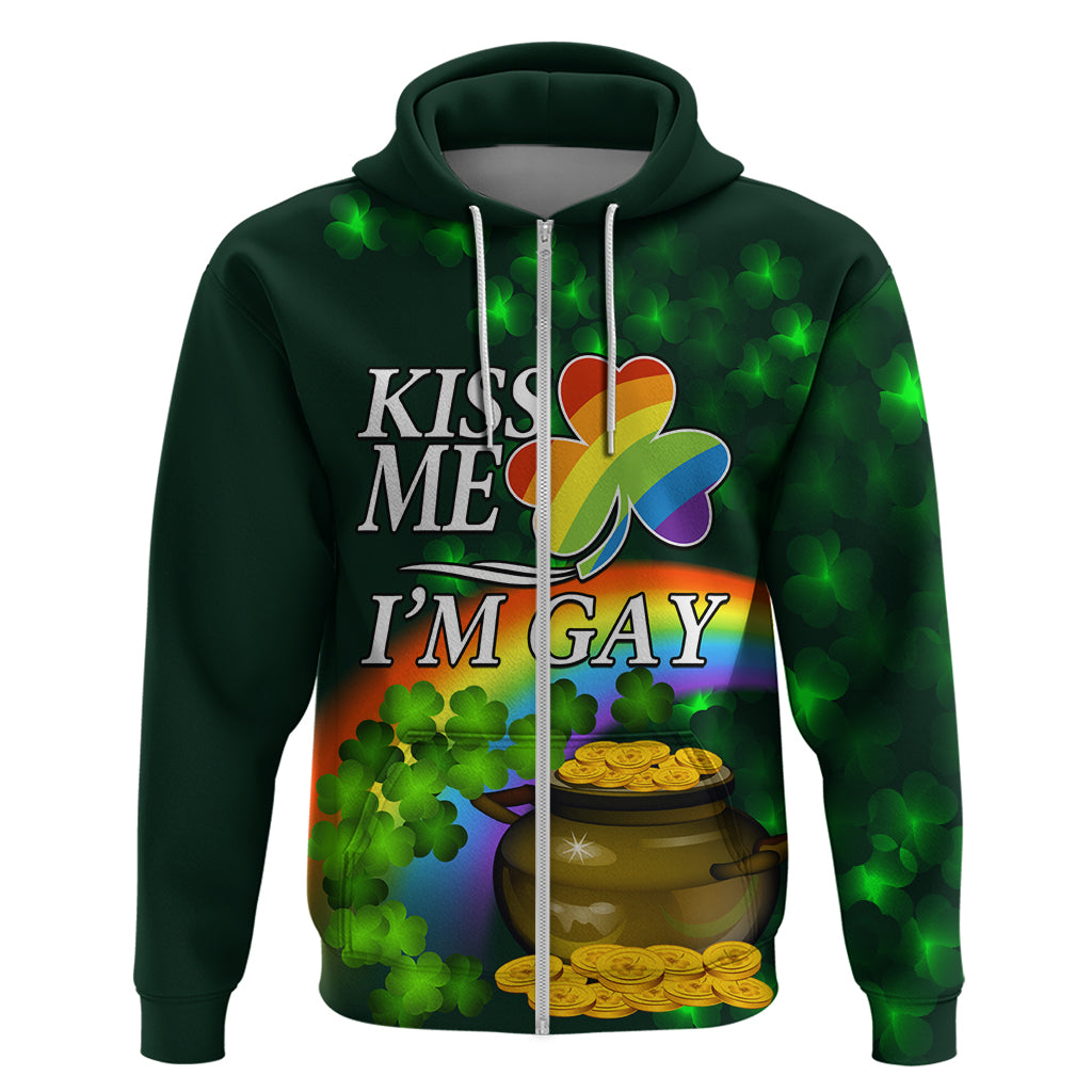 Kiss Me I'm Gay St Patricks Day Zip Hoodie - Wonder Print Shop