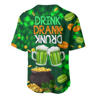 Green baseball jersey with beer graphics and 'DRINK DRANK DRUNK' text on the back
