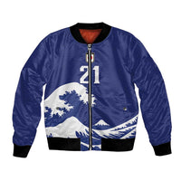 Custom Football Japan Yatagarasu Bomber Jacket Tsunami Wave Pattern