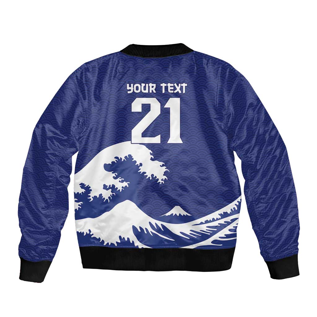Custom Football Japan Yatagarasu Bomber Jacket Tsunami Wave Pattern
