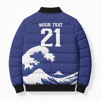 Custom Football Japan Yatagarasu Bomber Puffer Jacket Tsunami Wave Pattern