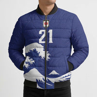 Custom Football Japan Yatagarasu Bomber Puffer Jacket Tsunami Wave Pattern