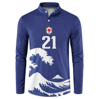 Custom Football Japan Yatagarasu Button Sweatshirt Tsunami Wave Pattern