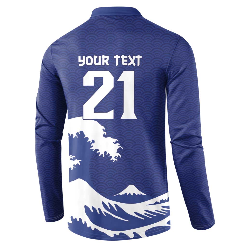 Custom Football Japan Yatagarasu Button Sweatshirt Tsunami Wave Pattern