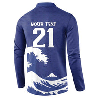 Custom Football Japan Yatagarasu Button Sweatshirt Tsunami Wave Pattern