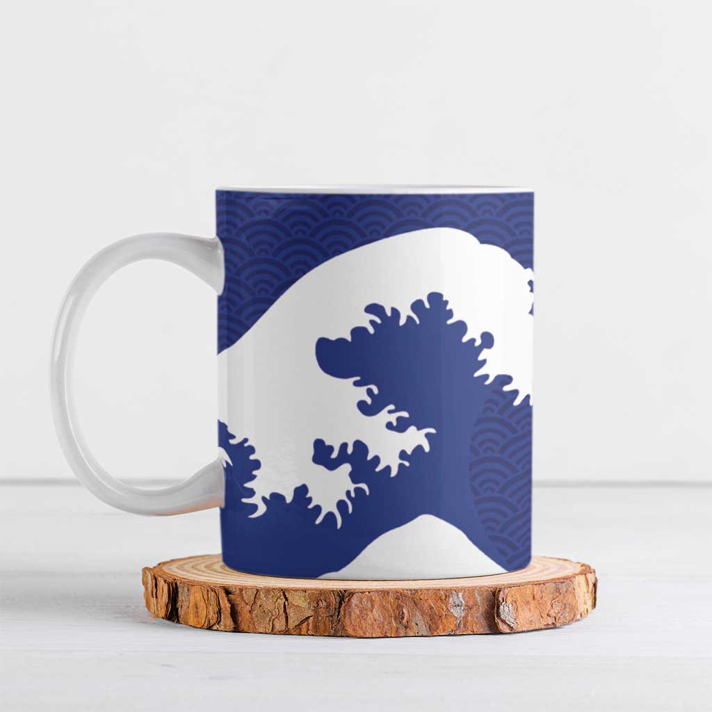 Custom Football Japan Yatagarasu Ceramic Mug Tsunami Wave Pattern