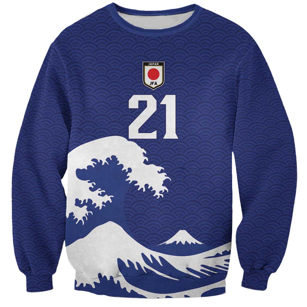 Custom Football Japan Yatagarasu Sweatshirt Tsunami Wave Pattern