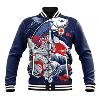 Personalized Football Japan Yatagarasu Baseball Jacket Blue Samurai Tsunami Wave Pattern