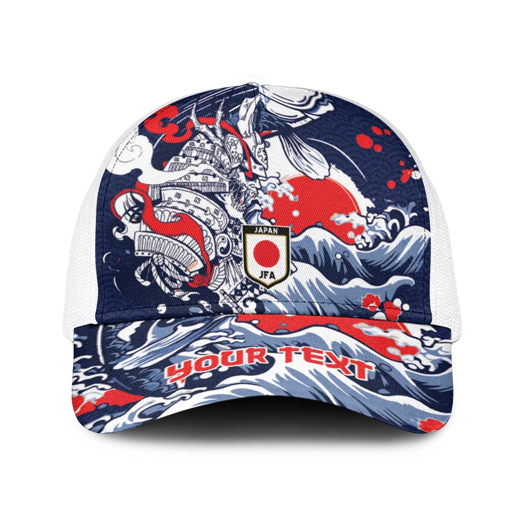Personalized Football Japan Yatagarasu Baseball Net Cap Blue Samurai Tsunami Wave Pattern