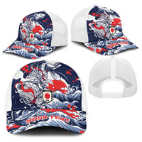Personalized Football Japan Yatagarasu Baseball Net Cap Blue Samurai Tsunami Wave Pattern