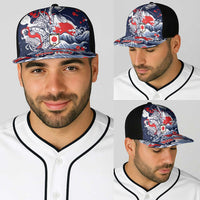 Personalized Football Japan Yatagarasu Baseball Net Cap Blue Samurai Tsunami Wave Pattern