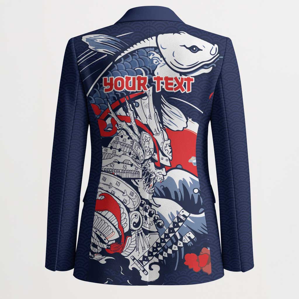 Personalized Football Japan Yatagarasu Blazer Blue Samurai Tsunami Wave Pattern