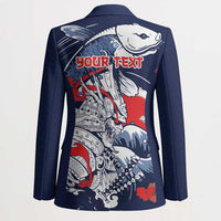 Personalized Football Japan Yatagarasu Blazer Blue Samurai Tsunami Wave Pattern
