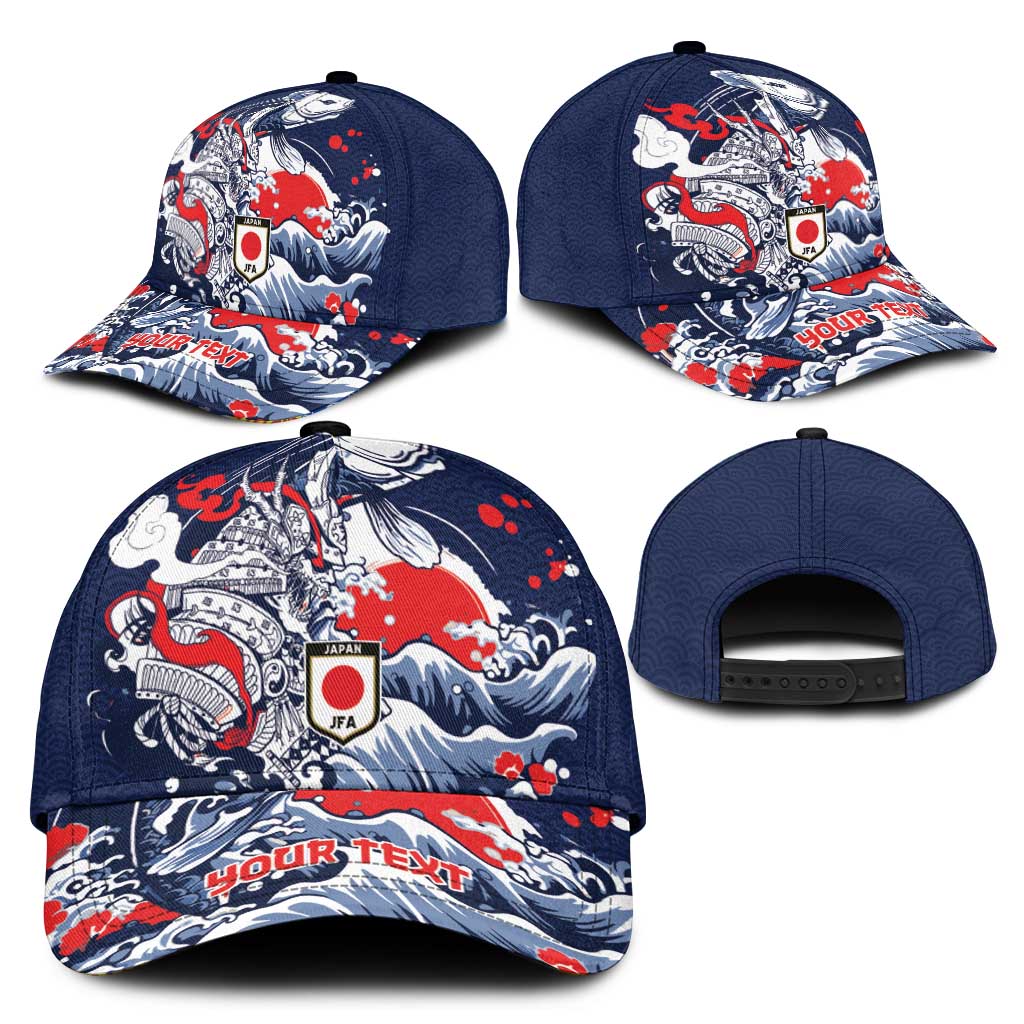 Personalized Football Japan Yatagarasu Classic Cap Blue Samurai Tsunami Wave Pattern