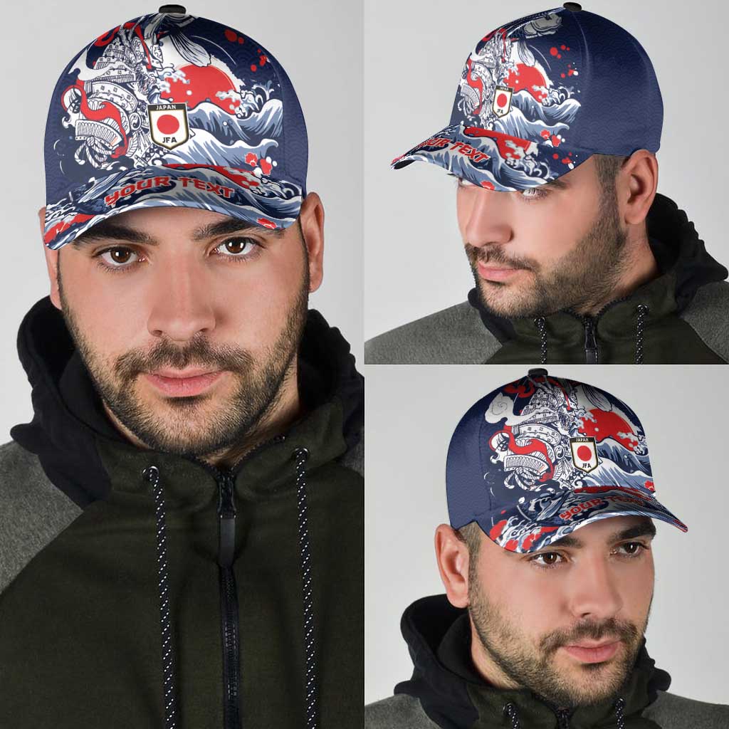 Personalized Football Japan Yatagarasu Classic Cap Blue Samurai Tsunami Wave Pattern
