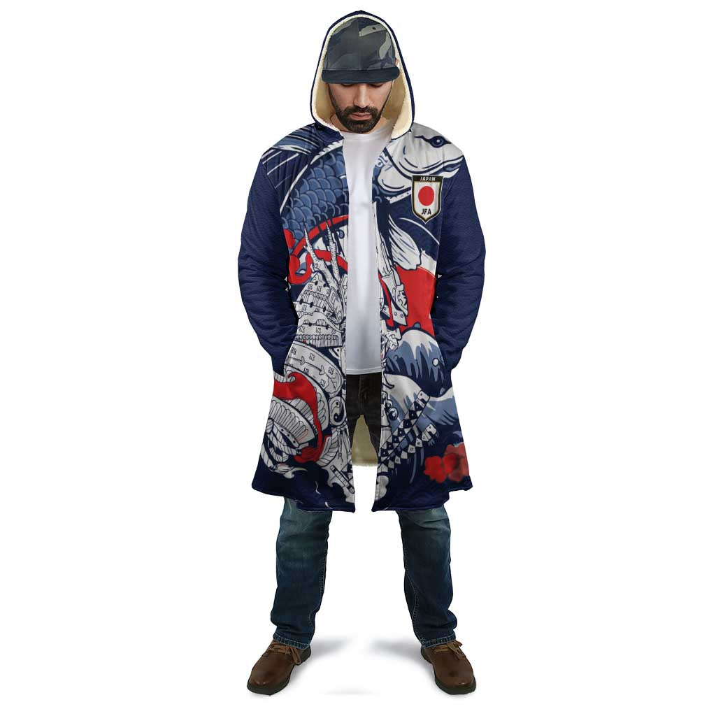 Personalized Football Japan Yatagarasu Cloak Blue Samurai Tsunami Wave Pattern