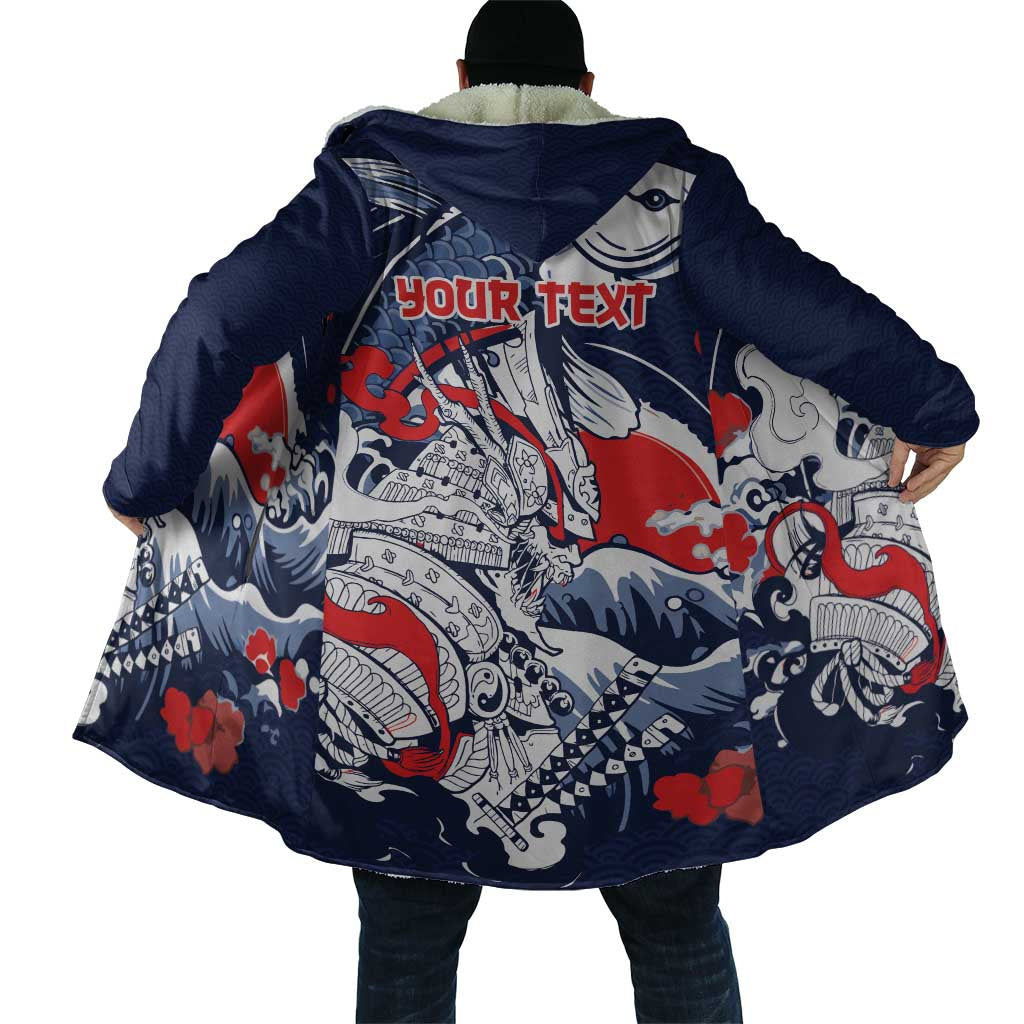 Personalized Football Japan Yatagarasu Cloak Blue Samurai Tsunami Wave Pattern