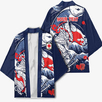 Personalized Football Japan Yatagarasu Kimono Blue Samurai Tsunami Wave Pattern