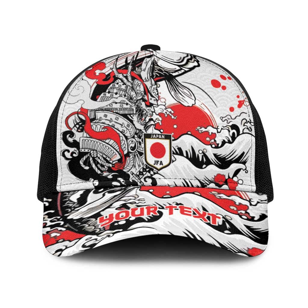 Personalized Football Japan Yatagarasu Baseball Net Cap White Samurai Tsunami Wave Pattern
