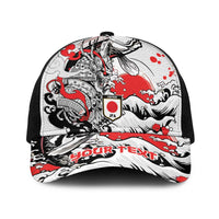 Personalized Football Japan Yatagarasu Baseball Net Cap White Samurai Tsunami Wave Pattern