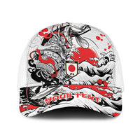 Personalized Football Japan Yatagarasu Baseball Net Cap White Samurai Tsunami Wave Pattern