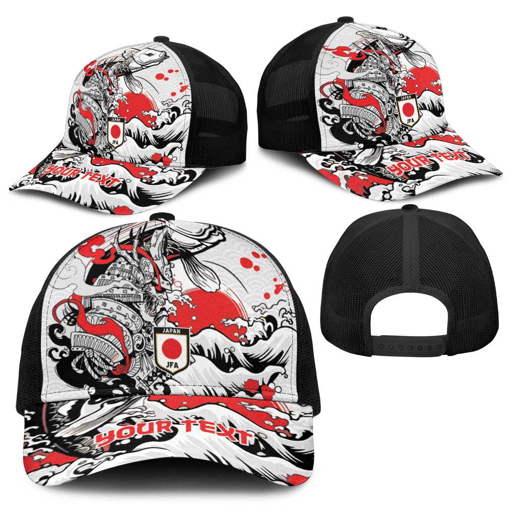 Personalized Football Japan Yatagarasu Baseball Net Cap White Samurai Tsunami Wave Pattern