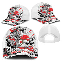 Personalized Football Japan Yatagarasu Baseball Net Cap White Samurai Tsunami Wave Pattern