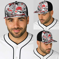 Personalized Football Japan Yatagarasu Baseball Net Cap White Samurai Tsunami Wave Pattern