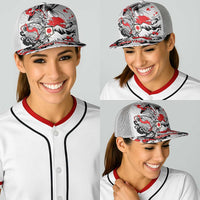 Personalized Football Japan Yatagarasu Baseball Net Cap White Samurai Tsunami Wave Pattern