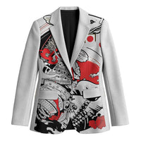 Personalized Football Japan Yatagarasu Blazer White Samurai Tsunami Wave Pattern
